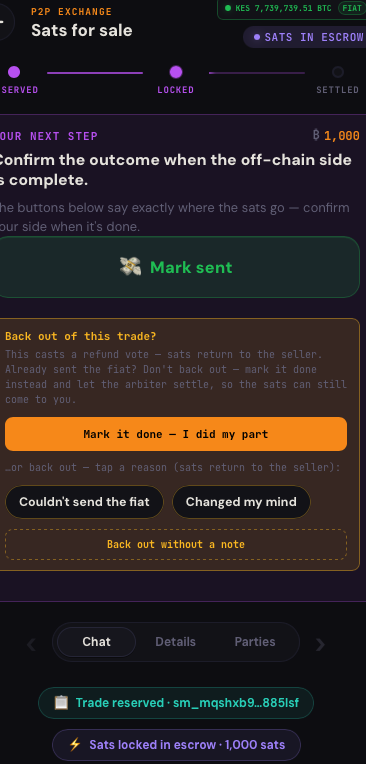 The back-out screen: confirm 'I did my part', or pick a refund reason